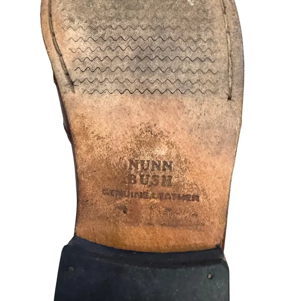 Vintage Nunn Bush Men's Genuine Leather Slip On Dress Shoes Brown Size 8N